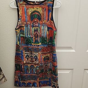 Alice + Olivia Multicolor Architectural Havana Print Shift Mini Dress